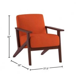 Malibu Orange Velvet Upholstered Solid Wood Walnut Finish Accent Chair by EVERGLADE HOME -EVERGLADE HOME Shop orange everglade home accent chairs lx 1031rn 1 40 1000