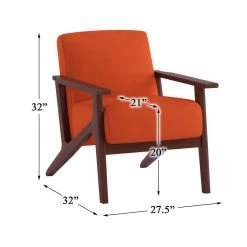 Malibu Orange Velvet Upholstered Solid Wood Walnut Finish Accent Chair by EVERGLADE HOME -EVERGLADE HOME Shop orange everglade home accent chairs lx 1031rn 1 44 1000