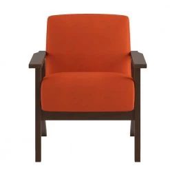 Malibu Orange Velvet Upholstered Solid Wood Walnut Finish Accent Chair by EVERGLADE HOME