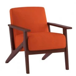 Malibu Orange Velvet Upholstered Solid Wood Walnut Finish Accent Chair by EVERGLADE HOME -EVERGLADE HOME Shop orange everglade home accent chairs lx 1031rn 1 c3 1000