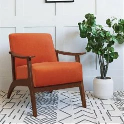 Lonita Orange Velvet Upholstered Solid Wood Walnut Finish Accent Chair by EVERGLADE HOME -EVERGLADE HOME Shop orange everglade home accent chairs lx 1032rn 1 31 1000