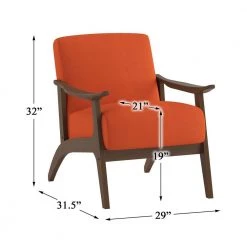 Lonita Orange Velvet Upholstered Solid Wood Walnut Finish Accent Chair by EVERGLADE HOME -EVERGLADE HOME Shop orange everglade home accent chairs lx 1032rn 1 44 1000