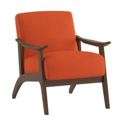 Lonita Orange Velvet Upholstered Solid Wood Walnut Finish Accent Chair by EVERGLADE HOME -EVERGLADE HOME Shop orange everglade home accent chairs lx 1032rn 1 c3 1000