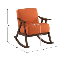 Bracco Orange Mid-Century Fabric Upholstery Solid Wood Rocking Chair by EVERGLADE HOME -EVERGLADE HOME Shop orange everglade home accent chairs lx 1034rn 1 44 1000