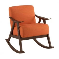 Bracco Orange Mid-Century Fabric Upholstery Solid Wood Rocking Chair by EVERGLADE HOME -EVERGLADE HOME Shop orange everglade home accent chairs lx 1034rn 1 c3 1000