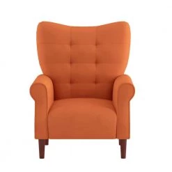 Cecily Orange Velvet Tufted Back Club Accent Chair by EVERGLADE HOME