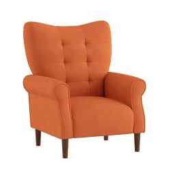 Cecily Orange Velvet Tufted Back Club Accent Chair by EVERGLADE HOME -EVERGLADE HOME Shop orange everglade home accent chairs lx 1046rn 1 c3 1000