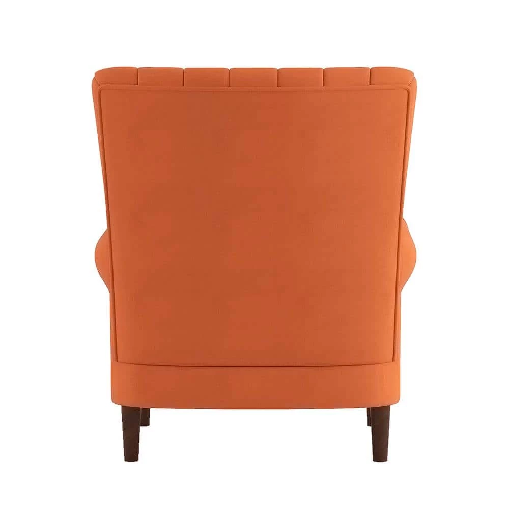 Carlson Orange Velvet Club Channel Tufted Back Accent Chair by EVERGLADE HOME 4 Carlson Orange Velvet Club Channel Tufted Back Accent Chair by EVERGLADE HOME - Image 4