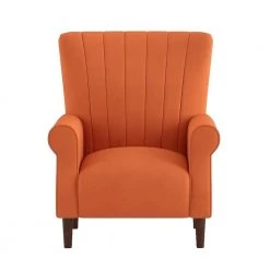 Carlson Orange Velvet Club Channel Tufted Back Accent Chair by EVERGLADE HOME