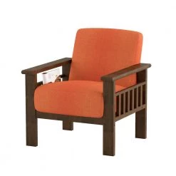 Amerllia Orange Fabric Upholstery Solid Wood Accent Chair by EVERGLADE HOME -EVERGLADE HOME Shop orange everglade home accent chairs lx 1048rn 1 1f 1000