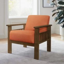Amerllia Orange Fabric Upholstery Solid Wood Accent Chair by EVERGLADE HOME -EVERGLADE HOME Shop orange everglade home accent chairs lx 1048rn 1 31 1000