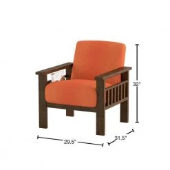 Amerllia Orange Fabric Upholstery Solid Wood Accent Chair by EVERGLADE HOME -EVERGLADE HOME Shop orange everglade home accent chairs lx 1048rn 1 40 1000