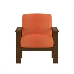 Amerllia Orange Fabric Upholstery Solid Wood Accent Chair by EVERGLADE HOME