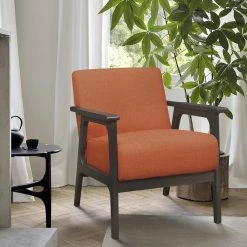 Ride Orange Textured Upholstery Solid Wood Antique Gray Finish Accent Chair by EVERGLADE HOME -EVERGLADE HOME Shop orange everglade home accent chairs lx 1103rn 1 31 1000