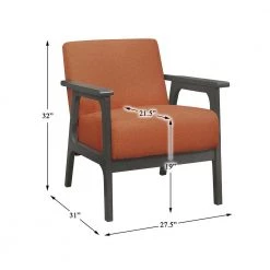 Ride Orange Textured Upholstery Solid Wood Antique Gray Finish Accent Chair by EVERGLADE HOME -EVERGLADE HOME Shop orange everglade home accent chairs lx 1103rn 1 4f 1000