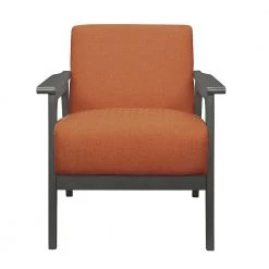 Ride Orange Textured Upholstery Solid Wood Antique Gray Finish Accent Chair by EVERGLADE HOME