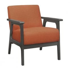 Ride Orange Textured Upholstery Solid Wood Antique Gray Finish Accent Chair by EVERGLADE HOME -EVERGLADE HOME Shop orange everglade home accent chairs lx 1103rn 1 c3 1000