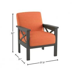Savion Orange Textured Upholstery Solid Wood Frame Accent Arm Chair by EVERGLADE HOME -EVERGLADE HOME Shop orange everglade home accent chairs lx 1105rn 1 40 1000