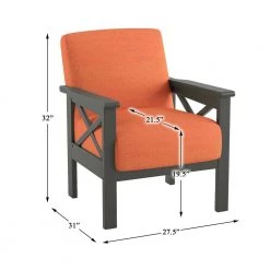 Savion Orange Textured Upholstery Solid Wood Frame Accent Arm Chair by EVERGLADE HOME -EVERGLADE HOME Shop orange everglade home accent chairs lx 1105rn 1 44 1000