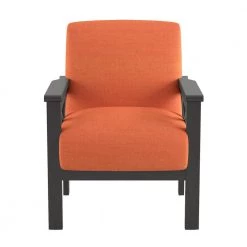 Savion Orange Textured Upholstery Solid Wood Frame Accent Arm Chair by EVERGLADE HOME