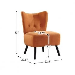 Shapel Orange Velvet Upholstery Tufted Back Accent Chair by EVERGLADE HOME 10 Shapel Orange Velvet Upholstery Tufted Back Accent Chair by EVERGLADE HOME -EVERGLADE HOME Shop orange everglade home accent chairs lx 1166rn 1 1f 1000