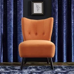 Shapel Orange Velvet Upholstery Tufted Back Accent Chair by EVERGLADE HOME 11 Shapel Orange Velvet Upholstery Tufted Back Accent Chair by EVERGLADE HOME -EVERGLADE HOME Shop orange everglade home accent chairs lx 1166rn 1 31 1000