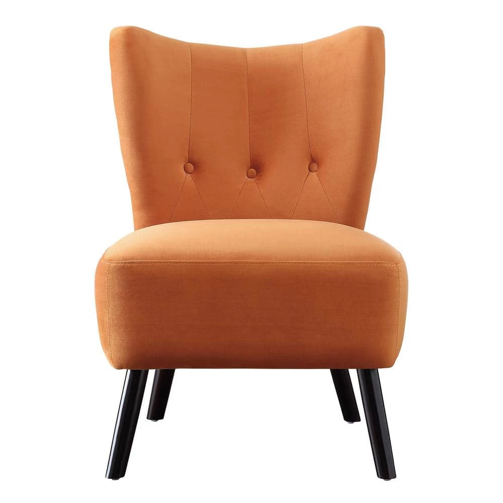 Shapel Orange Velvet Upholstery Tufted Back Accent Chair by EVERGLADE HOME 1 Shapel Orange Velvet Upholstery Tufted Back Accent Chair by EVERGLADE HOME