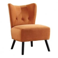 Shapel Orange Velvet Upholstery Tufted Back Accent Chair by EVERGLADE HOME 8 Shapel Orange Velvet Upholstery Tufted Back Accent Chair by EVERGLADE HOME -EVERGLADE HOME Shop orange everglade home accent chairs lx 1166rn 1 c3 1000