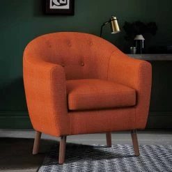 Lhasa Orange Textured Upholstery Barrel Back Accent Chair by EVERGLADE HOME -EVERGLADE HOME Shop orange everglade home accent chairs lx 1192rn 31 1000