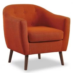 Lhasa Orange Textured Upholstery Barrel Back Accent Chair by EVERGLADE HOME -EVERGLADE HOME Shop orange everglade home accent chairs lx 1192rn c3 1000
