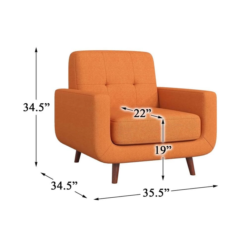 Adelia Orange Textured Upholstery Tufted Back Accent Chair by EVERGLADE HOME 6 Adelia Orange Textured Upholstery Tufted Back Accent Chair by EVERGLADE HOME - Image 6