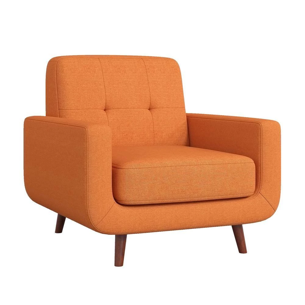 Adelia Orange Textured Upholstery Tufted Back Accent Chair by EVERGLADE HOME 3 Adelia Orange Textured Upholstery Tufted Back Accent Chair by EVERGLADE HOME - Image 3