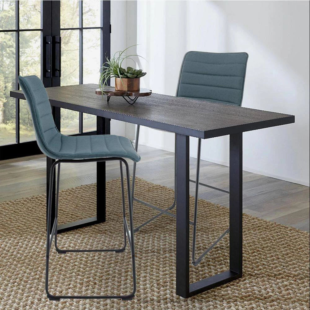 Brooklyn 29.9" Modern Leather Bar Stool With Black Iron Base & Footrest Set of 2 in Peacock Blue by Leisuremod 9 Brooklyn 29.9" Modern Leather Bar Stool With Black Iron Base & Footrest Set of 2 in Peacock Blue by Leisuremod - Image 9