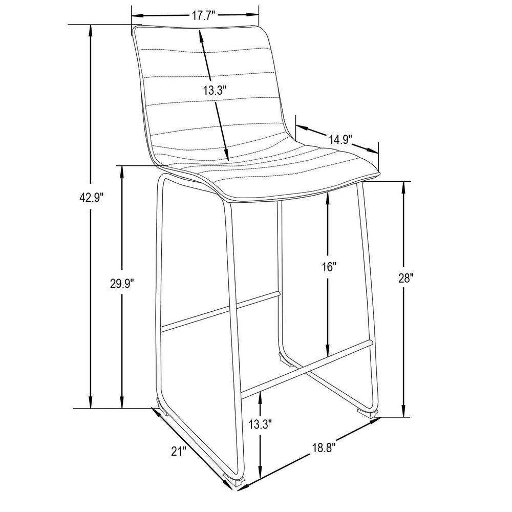 Brooklyn 29.9" Modern Leather Bar Stool With Black Iron Base & Footrest Set of 2 in Peacock Blue by Leisuremod 8 Brooklyn 29.9" Modern Leather Bar Stool With Black Iron Base & Footrest Set of 2 in Peacock Blue by Leisuremod - Image 8