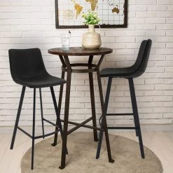 Elland Modern 29.9" Upholstered Leather Bar Stool With Black Iron Legs & Footrest in Peacock Blue by Leisuremod -EVERGLADE HOME Shop peacock blue leisuremod bar stools es29bu 31 1000