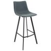 Elland Modern 29.9" Upholstered Leather Bar Stool With Black Iron Legs & Footrest in Peacock Blue by Leisuremod