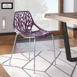 Asbury Modern Stackable Dining Chair With Chromed Metal Legs in Purple by Leisuremod -EVERGLADE HOME Shop purple leisuremod dining chairs ac16pr 31 1000