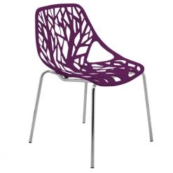Asbury Modern Stackable Dining Chair With Chromed Metal Legs in Purple by Leisuremod