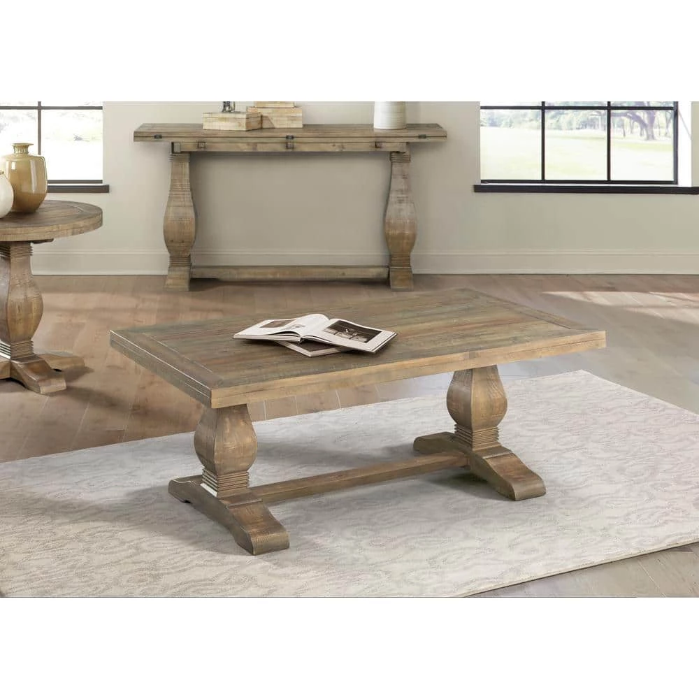 Napa 50 in. Reclaimed Natural Large Rectangle Wood Coffee Table with Pedestal Base by Martin Svensson Home 5 Napa 50 in. Reclaimed Natural Large Rectangle Wood Coffee Table with Pedestal Base by Martin Svensson Home - Image 5