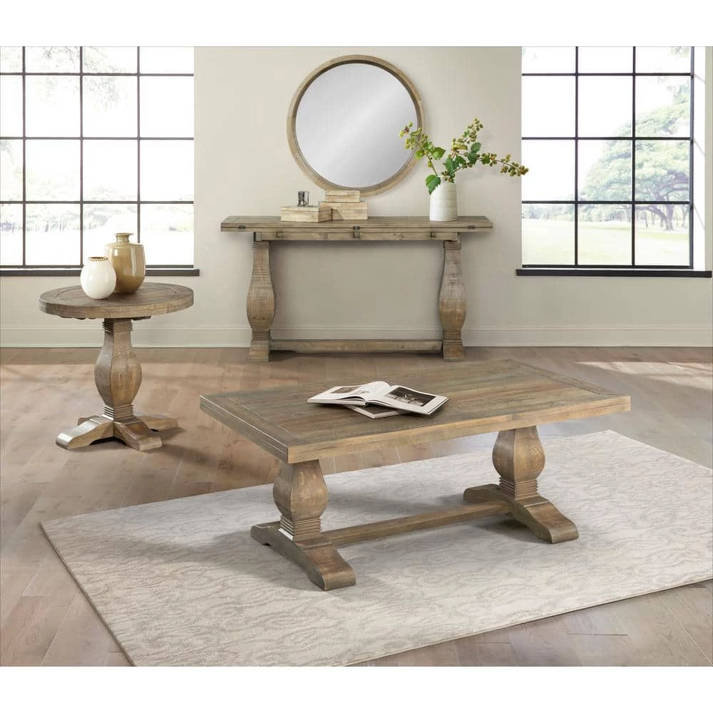 Napa 50 in. Reclaimed Natural Large Rectangle Wood Coffee Table with Pedestal Base by Martin Svensson Home 7 Napa 50 in. Reclaimed Natural Large Rectangle Wood Coffee Table with Pedestal Base by Martin Svensson Home - Image 7