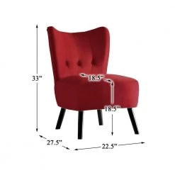 Shapel Red Velvet Upholstery Tufted Back Accent Chair by EVERGLADE HOME 10 Shapel Red Velvet Upholstery Tufted Back Accent Chair by EVERGLADE HOME -EVERGLADE HOME Shop red everglade home accent chairs lx 1166rd 1 1f 1000