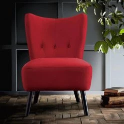 Shapel Red Velvet Upholstery Tufted Back Accent Chair by EVERGLADE HOME 11 Shapel Red Velvet Upholstery Tufted Back Accent Chair by EVERGLADE HOME -EVERGLADE HOME Shop red everglade home accent chairs lx 1166rd 1 31 1000