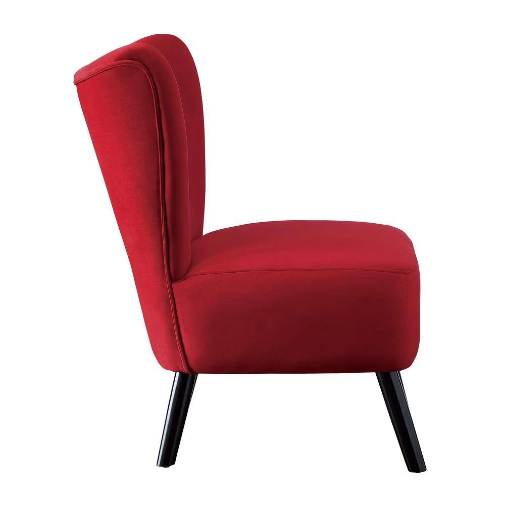 Shapel Red Velvet Upholstery Tufted Back Accent Chair by EVERGLADE HOME 2 Shapel Red Velvet Upholstery Tufted Back Accent Chair by EVERGLADE HOME - Image 2