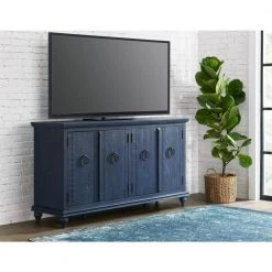 Garden District 65 in. Rustic Blue Solid Wood TV Stand, Fits Up to 70 in. TV with 4-Doors by Martin Svensson Home -EVERGLADE HOME Shop rustic blue martin svensson home tv stands 909185 31 1000