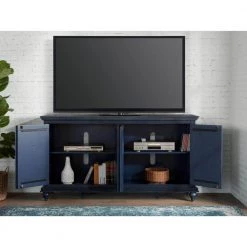 Garden District 65 in. Rustic Blue Solid Wood TV Stand, Fits Up to 70 in. TV with 4-Doors by Martin Svensson Home -EVERGLADE HOME Shop rustic blue martin svensson home tv stands 909185 fa 1000