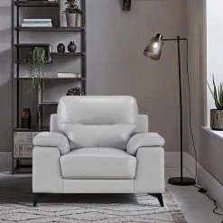 Argonne Silver Gray Leather Accent Chair by EVERGLADE HOME -EVERGLADE HOME Shop silver gray everglade home accent chairs lx 9514sve 1 31 1000