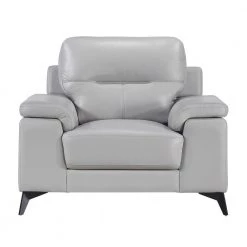 Argonne Silver Gray Leather Accent Chair by EVERGLADE HOME