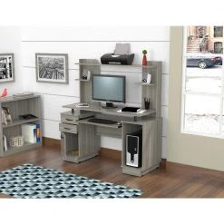 48.39 in. Smoke Oak Rectangular 2 -Drawer Computer Desk with Open Storage by Inval 15 48.39 in. Smoke Oak Rectangular 2 -Drawer Computer Desk with Open Storage by Inval -EVERGLADE HOME Shop smoke oak inval computer desks cc 7701 31 1000