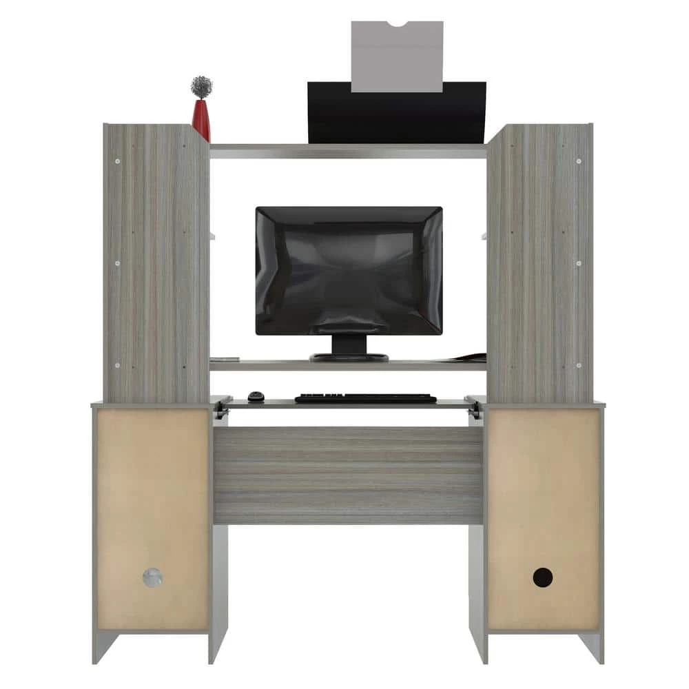 48.39 in. Smoke Oak Rectangular 2 -Drawer Computer Desk with Open Storage by Inval 5 48.39 in. Smoke Oak Rectangular 2 -Drawer Computer Desk with Open Storage by Inval - Image 5