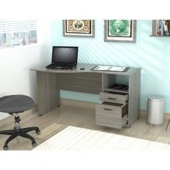 Smoke Oak Computer Desk by Inval -EVERGLADE HOME Shop smoke oak inval computer desks es 12903 31 1000